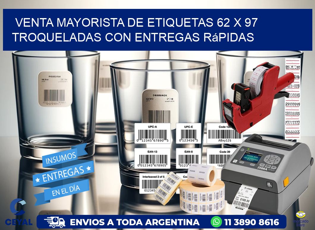 Venta mayorista de etiquetas 62 x 97 troqueladas con entregas rápidas