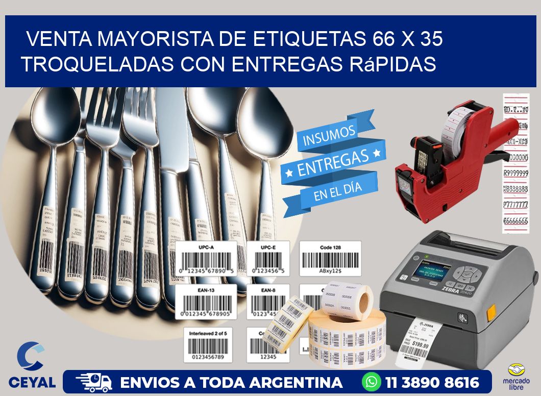 Venta mayorista de etiquetas 66 x 35 troqueladas con entregas rápidas