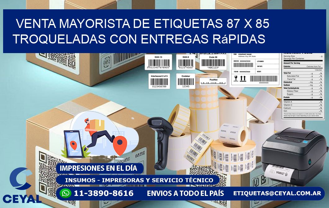 Venta mayorista de etiquetas 87 x 85 troqueladas con entregas rápidas