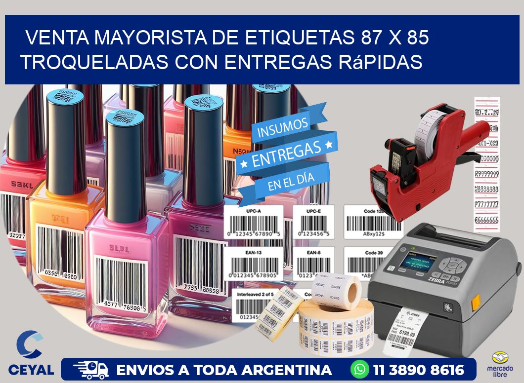 Venta mayorista de etiquetas 87 x 85 troqueladas con entregas rápidas