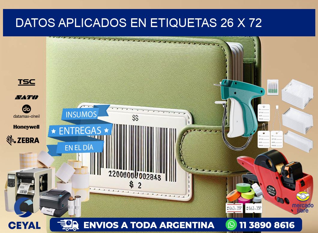 datos aplicados en etiquetas 26 x 72
