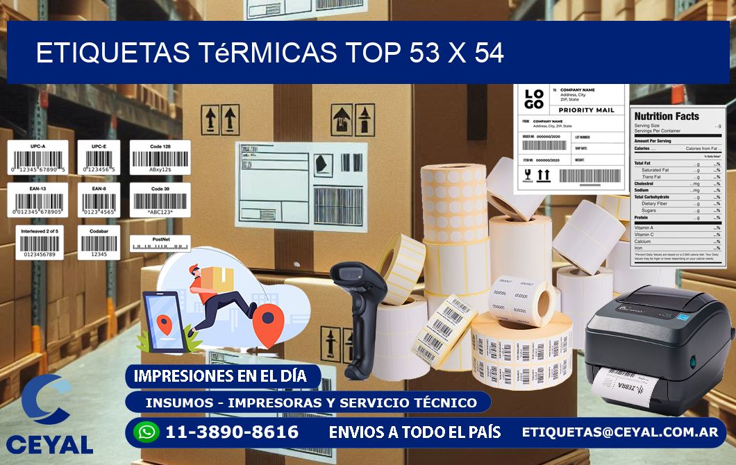 etiquetas Térmicas top 53 x 54