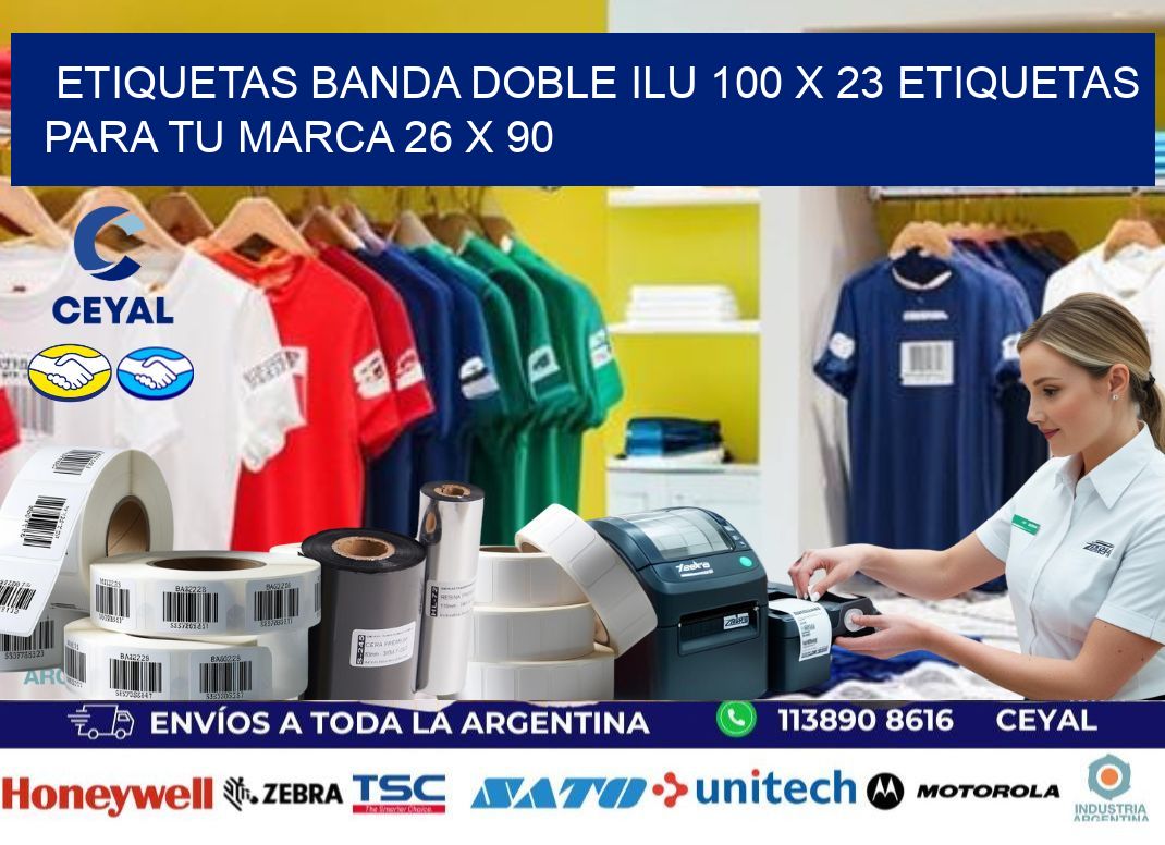 etiquetas banda doble ilu 100 x 23 etiquetas para tu marca 26 x 90