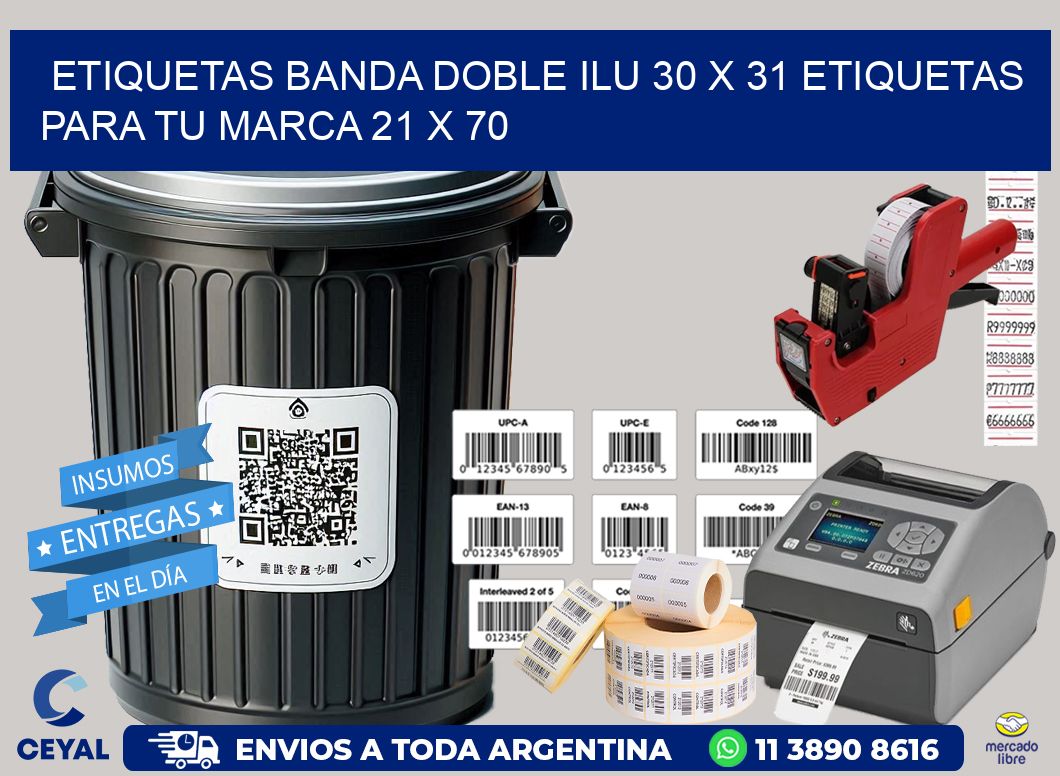 etiquetas banda doble ilu 30 x 31 etiquetas para tu marca 21 x 70