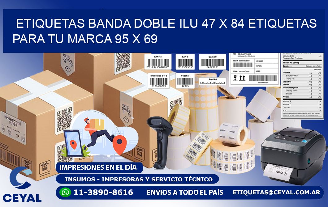 etiquetas banda doble ilu 47 x 84 etiquetas para tu marca 95 x 69