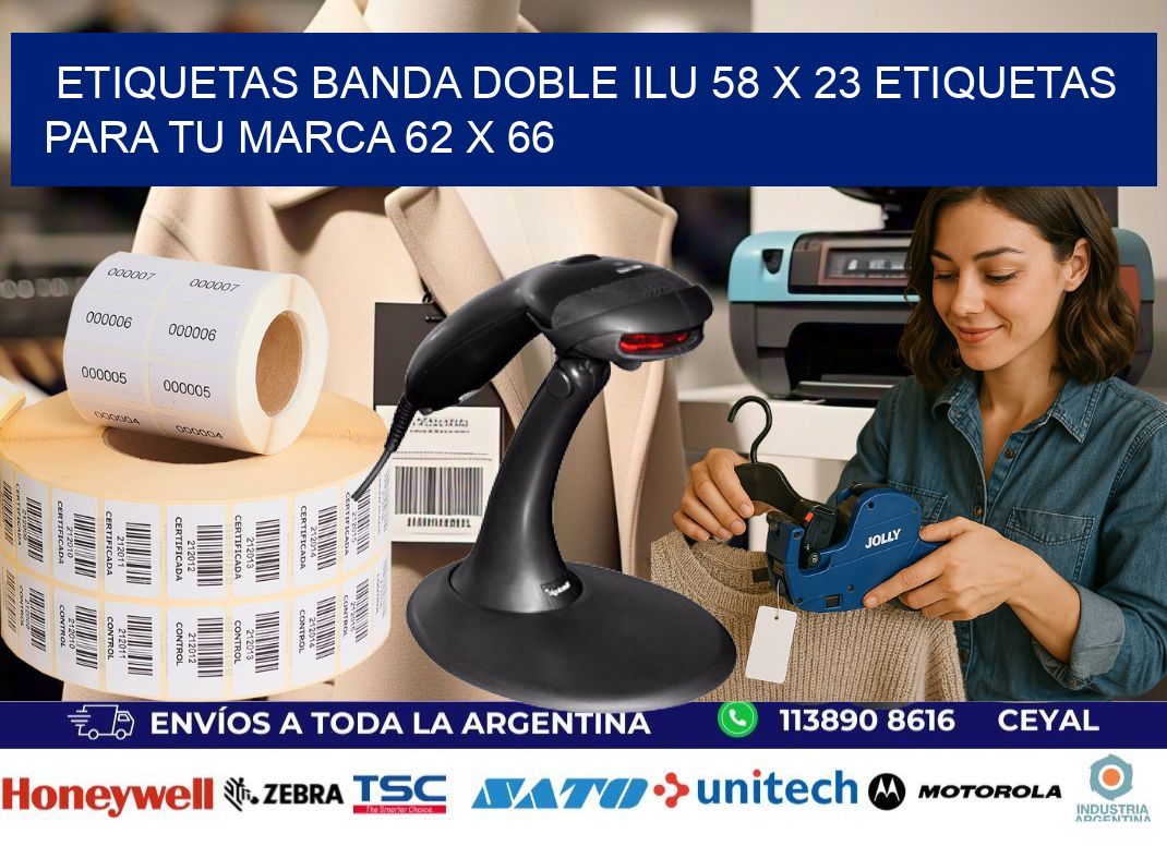 etiquetas banda doble ilu 58 x 23 etiquetas para tu marca 62 x 66