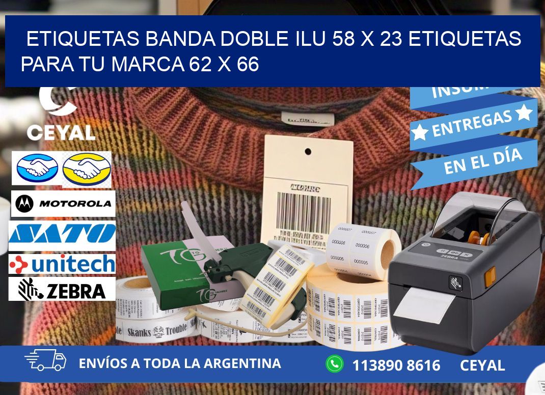 etiquetas banda doble ilu 58 x 23 etiquetas para tu marca 62 x 66