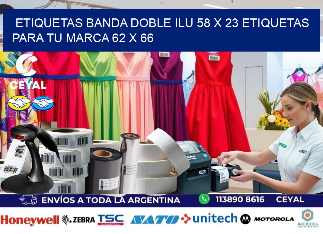 etiquetas banda doble ilu 58 x 23 etiquetas para tu marca 62 x 66