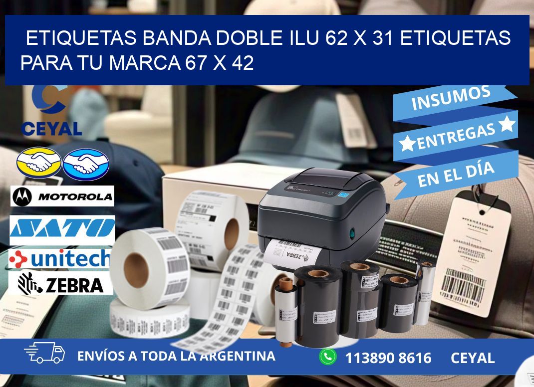etiquetas banda doble ilu 62 x 31 etiquetas para tu marca 67 x 42