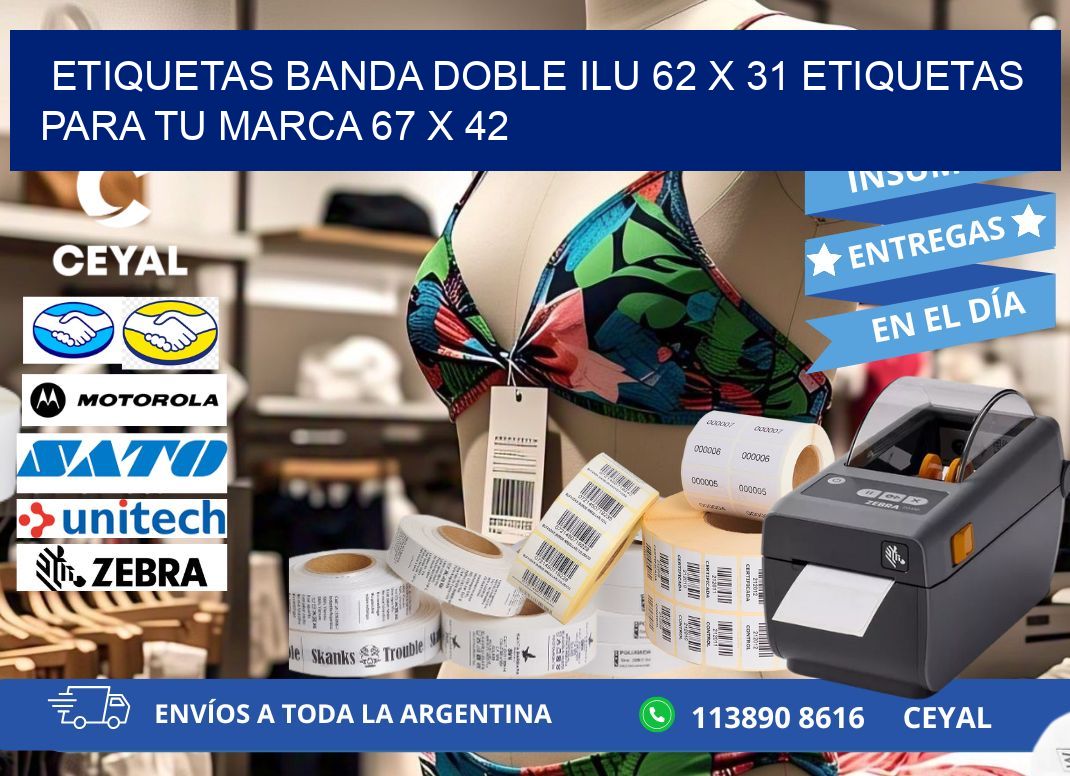 etiquetas banda doble ilu 62 x 31 etiquetas para tu marca 67 x 42