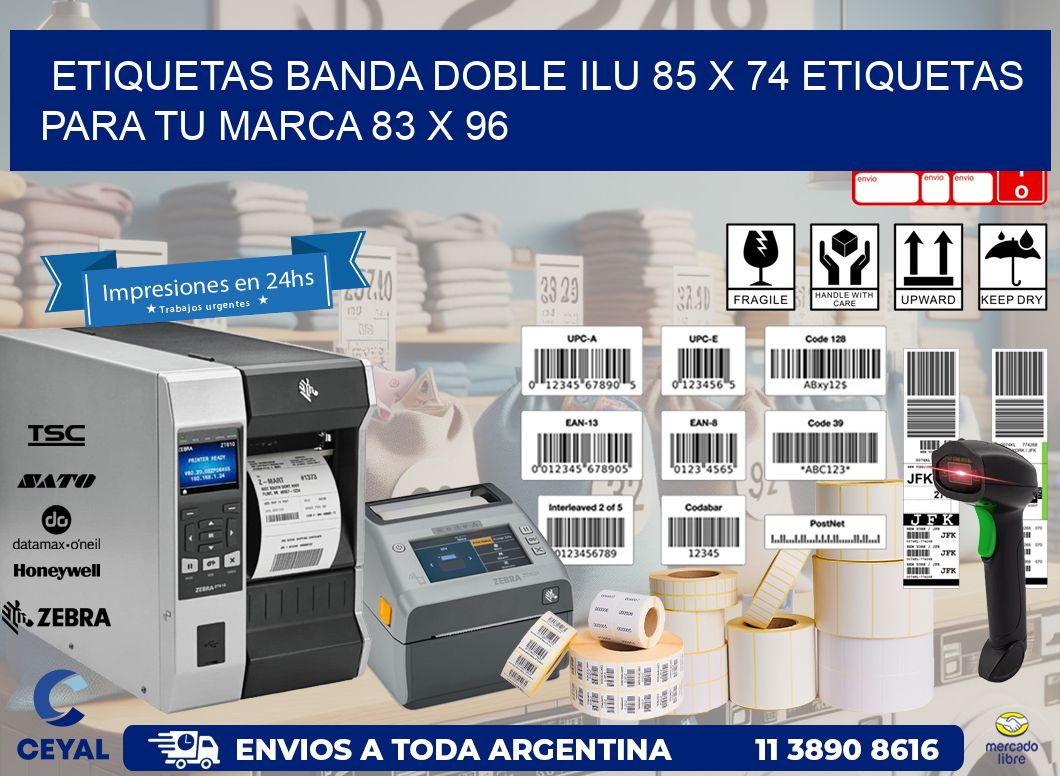 etiquetas banda doble ilu 85 x 74 etiquetas para tu marca 83 x 96