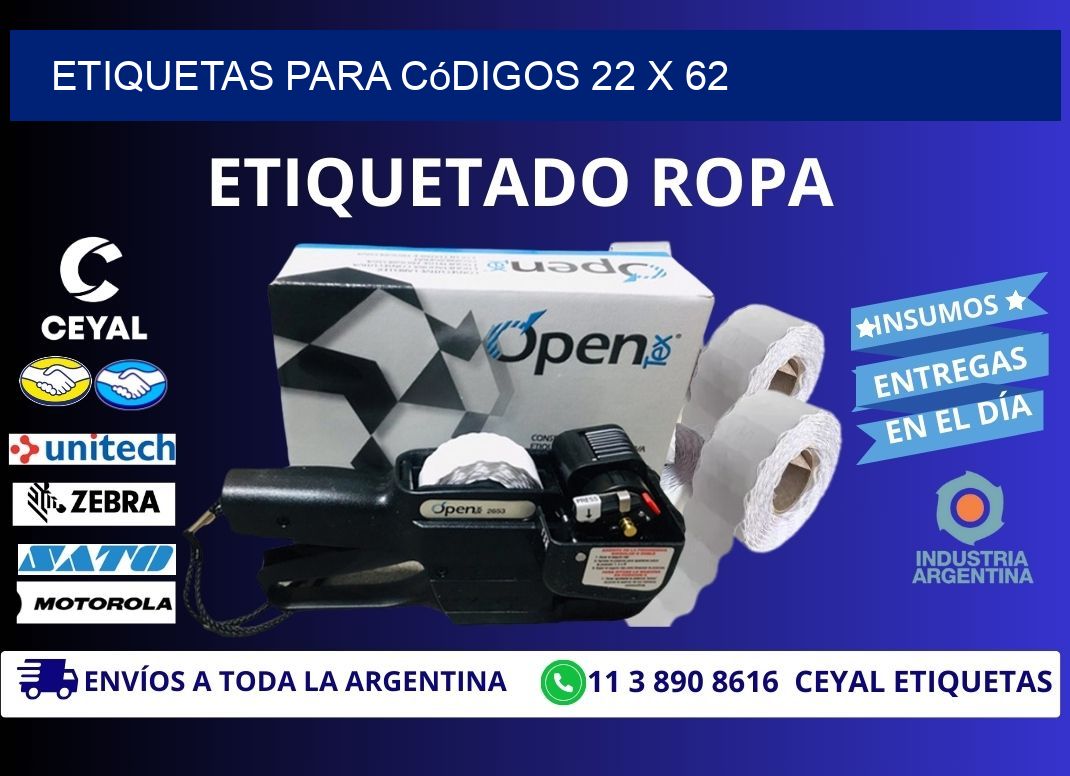 etiquetas para códigos 22 x 62