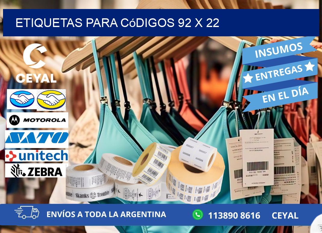 etiquetas para códigos 92 x 22