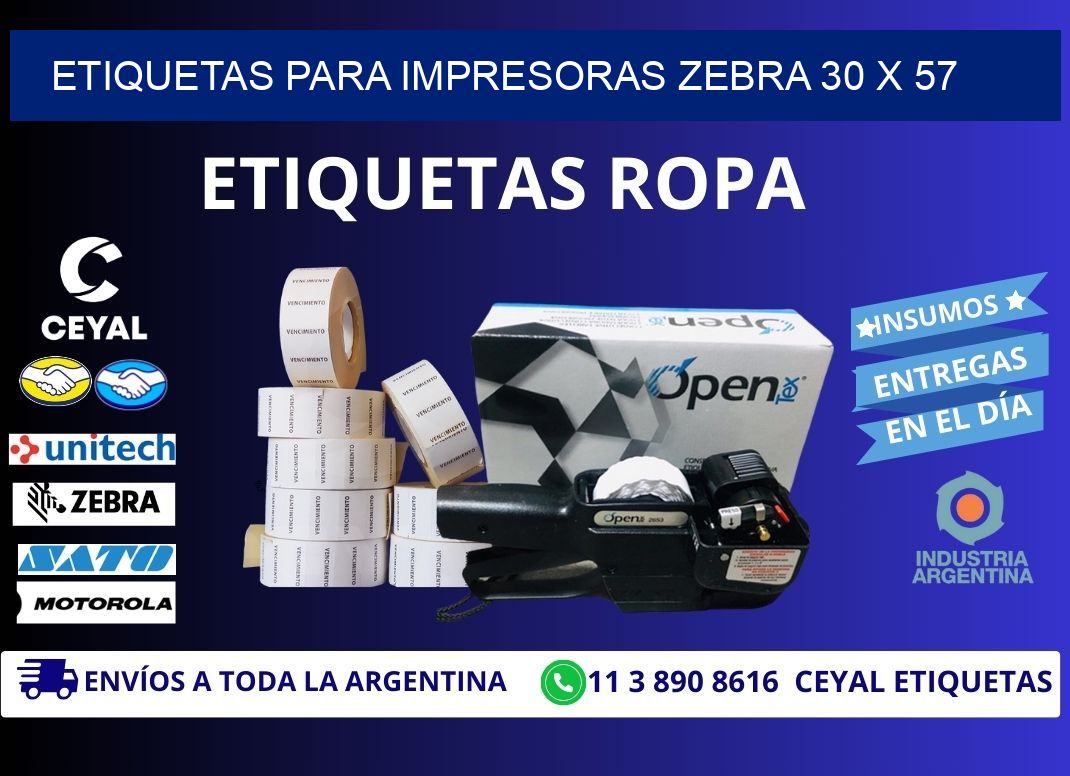 etiquetas para impresoras zebra 30 x 57