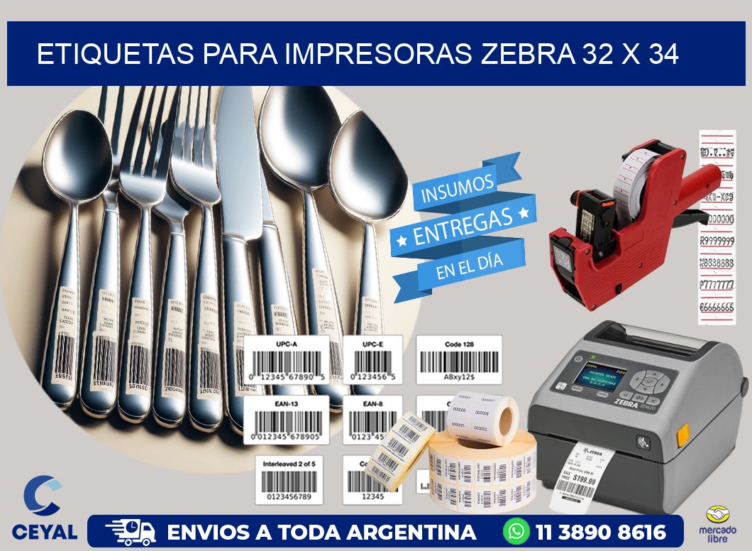 etiquetas para impresoras zebra 32 x 34