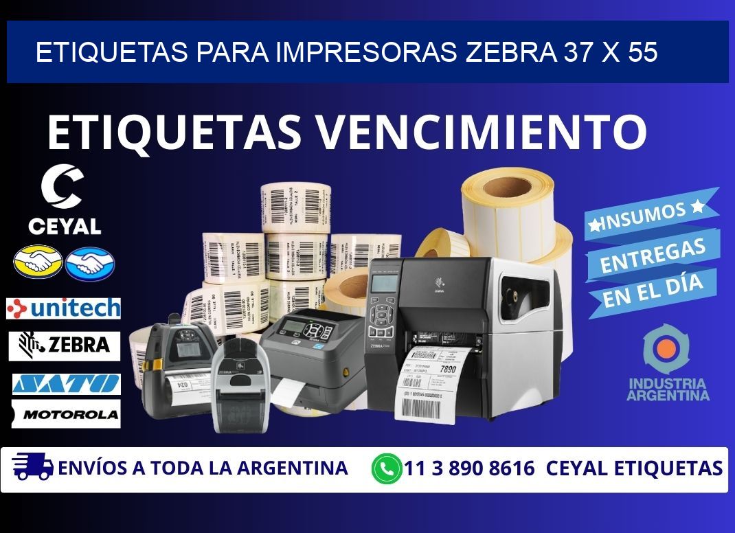 etiquetas para impresoras zebra 37 x 55