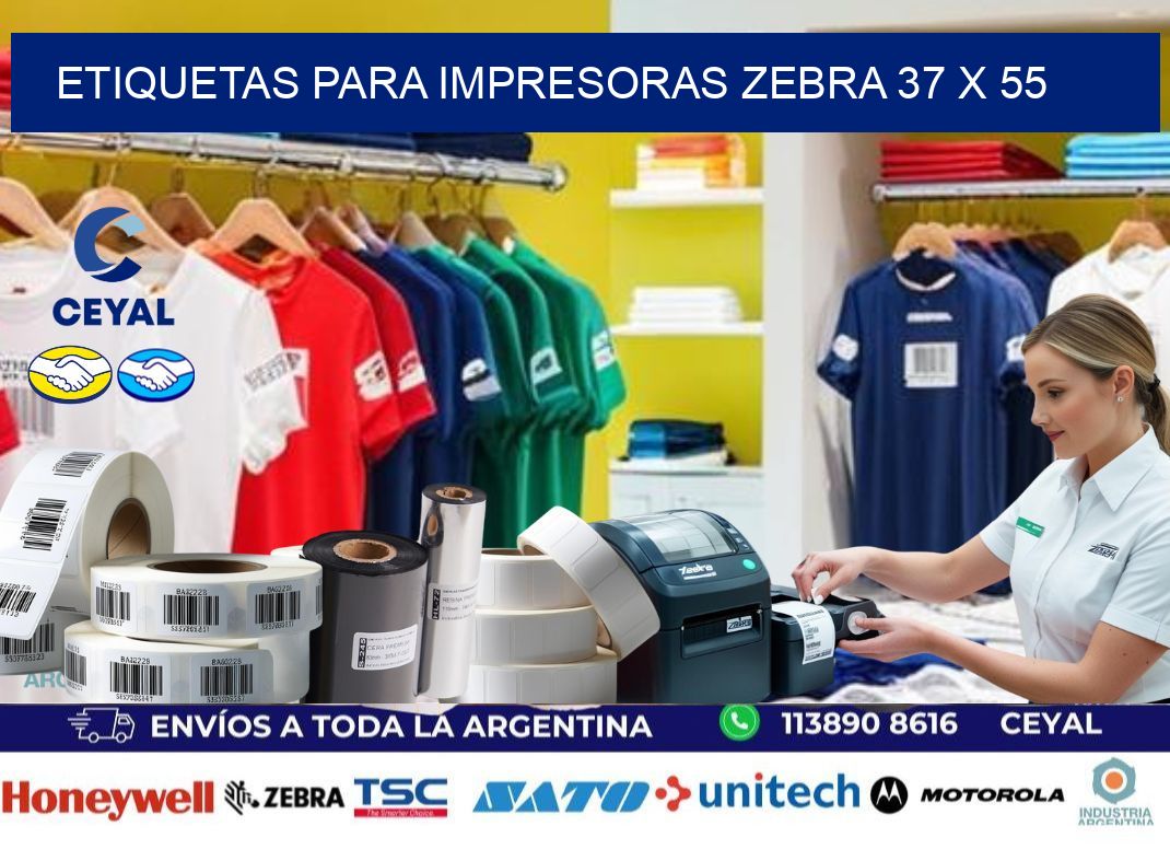 etiquetas para impresoras zebra 37 x 55