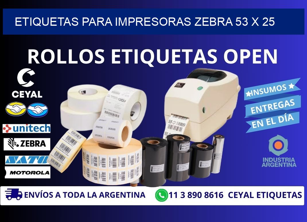 etiquetas para impresoras zebra 53 x 25