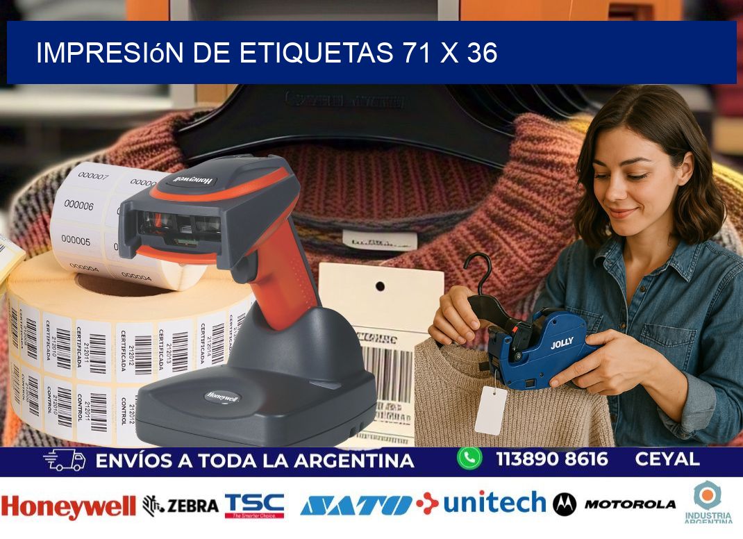 impresión de etiquetas 71 x 36