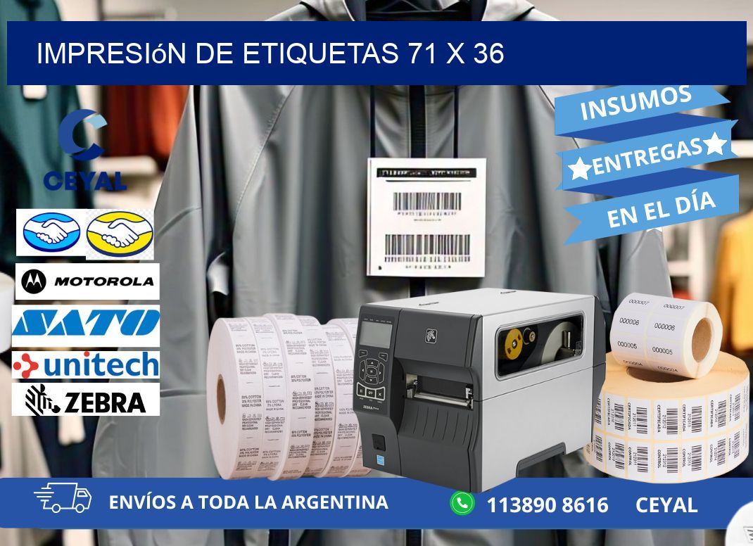 impresión de etiquetas 71 x 36