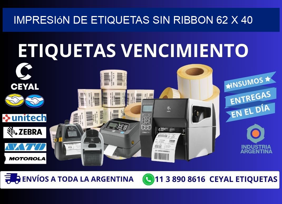 impresión de etiquetas sin ribbon 62 x 40