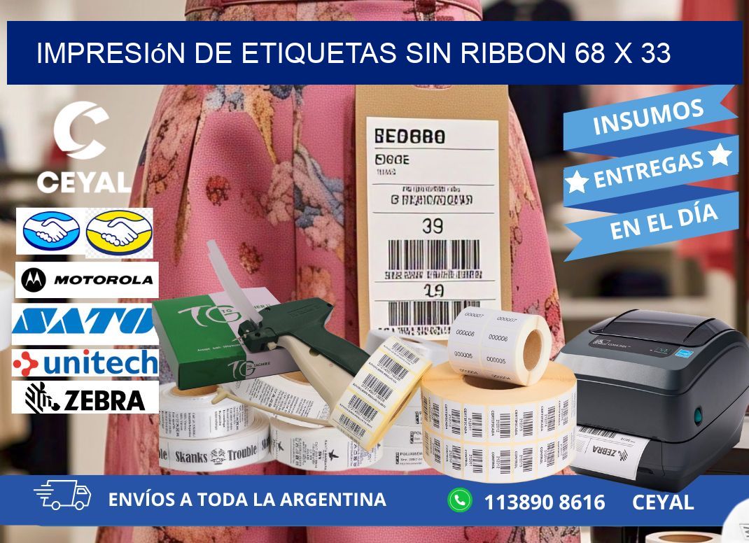impresión de etiquetas sin ribbon 68 x 33