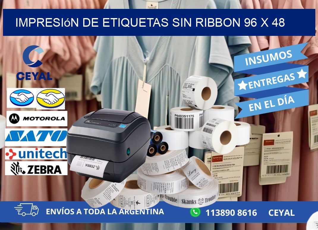 impresión de etiquetas sin ribbon 96 x 48
