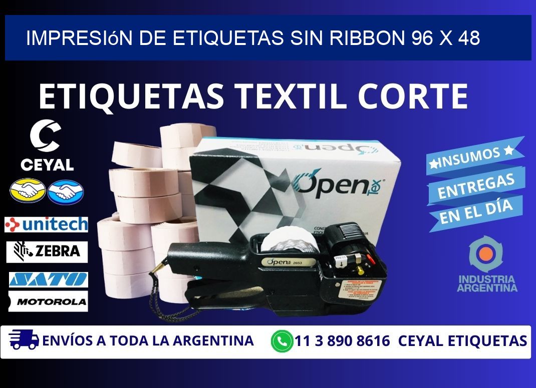impresión de etiquetas sin ribbon 96 x 48