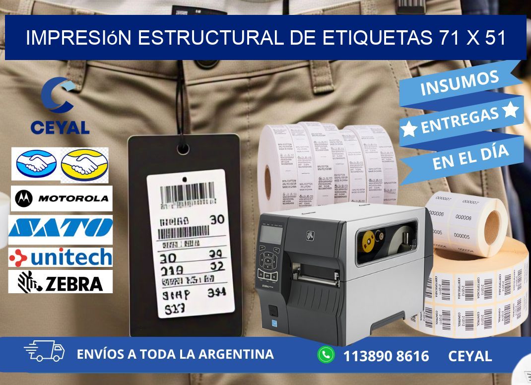 impresión estructural de etiquetas 71 x 51