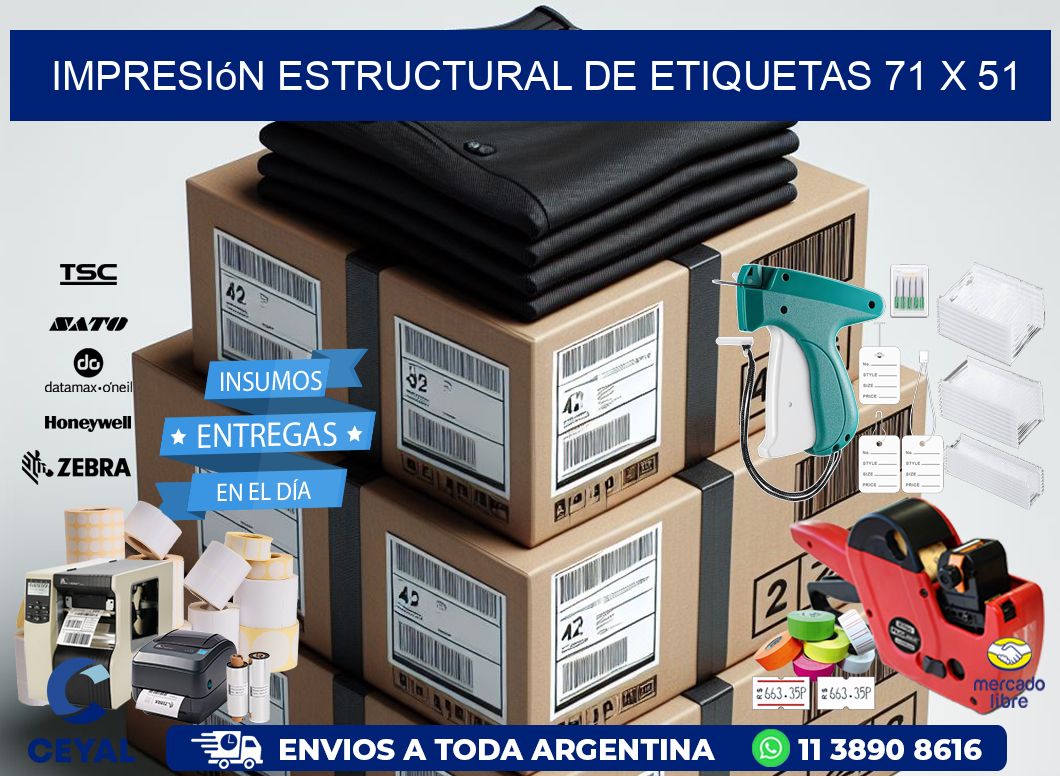 impresión estructural de etiquetas 71 x 51
