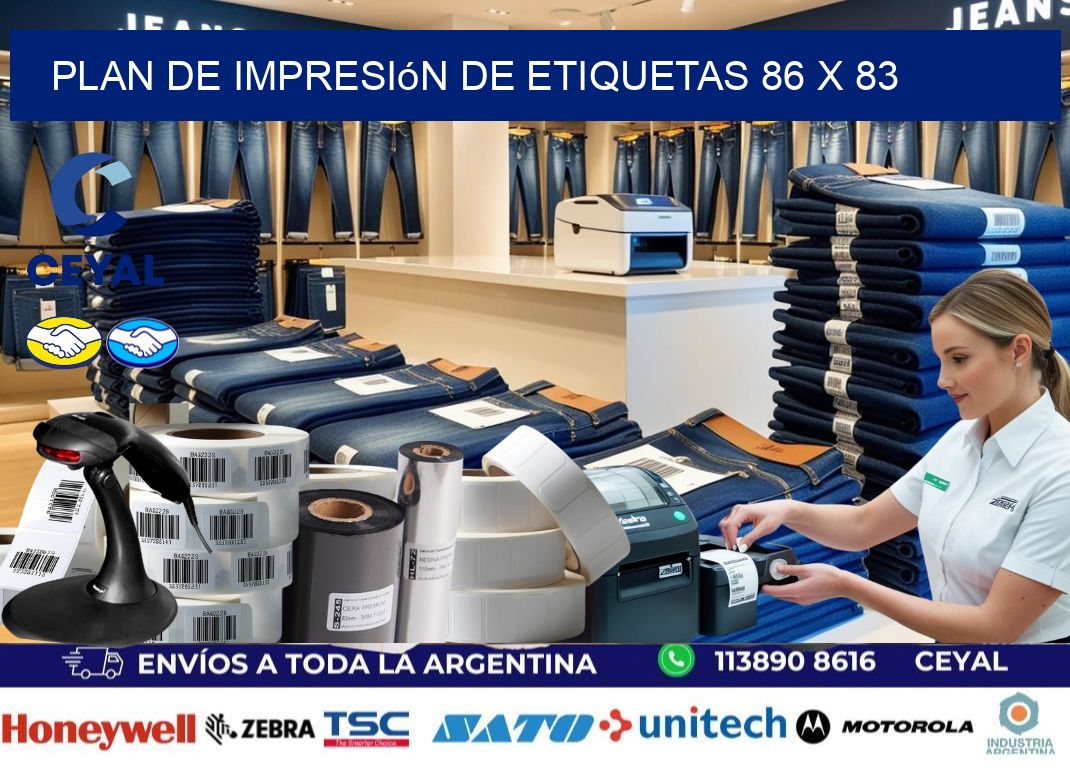 plan de impresión de etiquetas 86 x 83