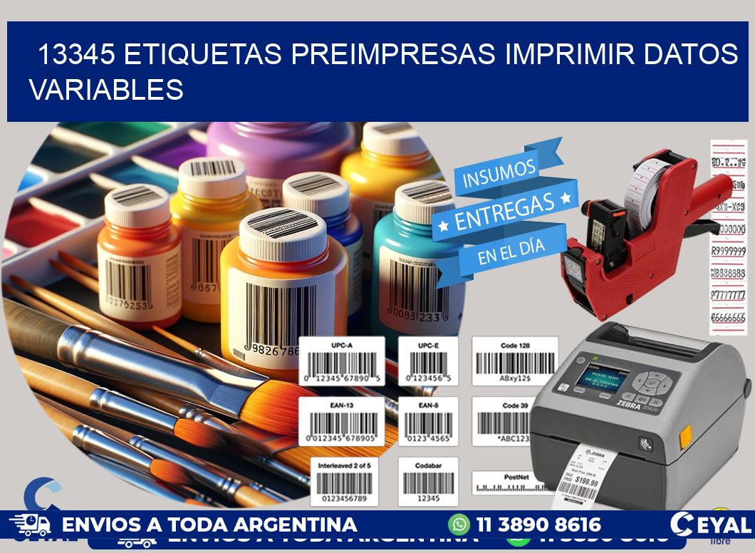 13345 Etiquetas preimpresas imprimir datos variables