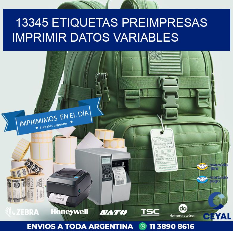 13345 Etiquetas preimpresas imprimir datos variables