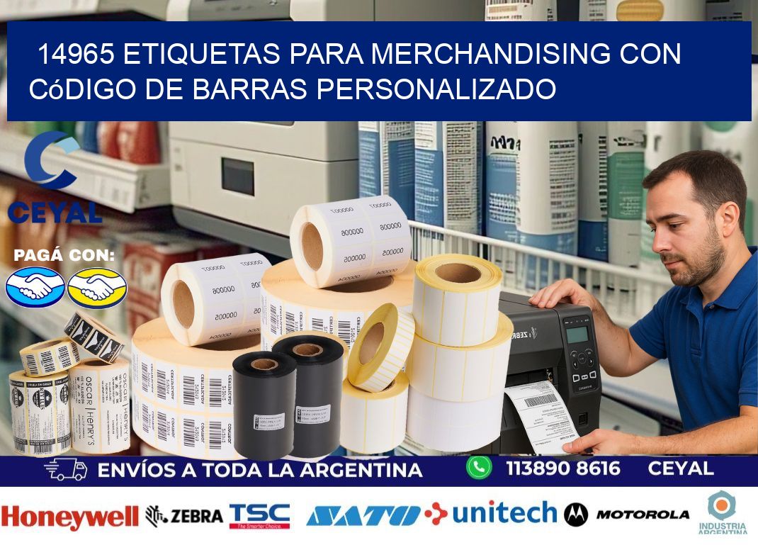 14965 etiquetas para merchandising con código de barras personalizado