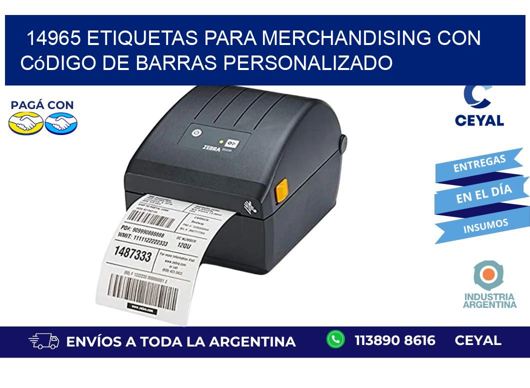 14965 etiquetas para merchandising con código de barras personalizado