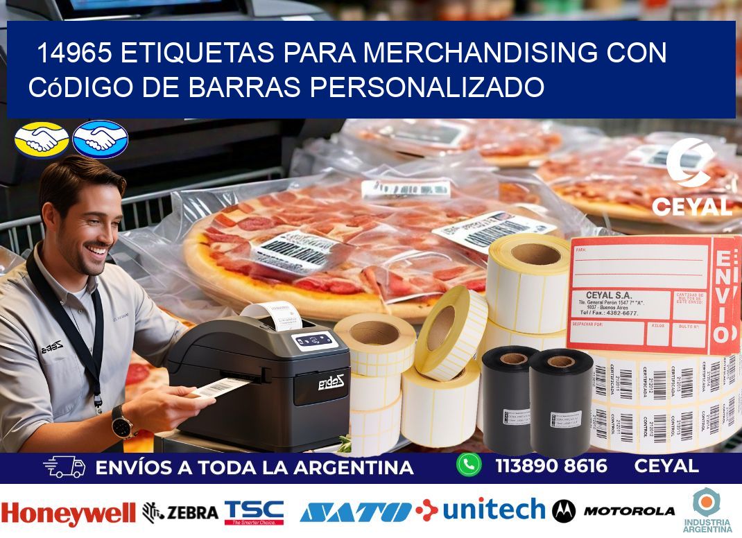 14965 etiquetas para merchandising con código de barras personalizado