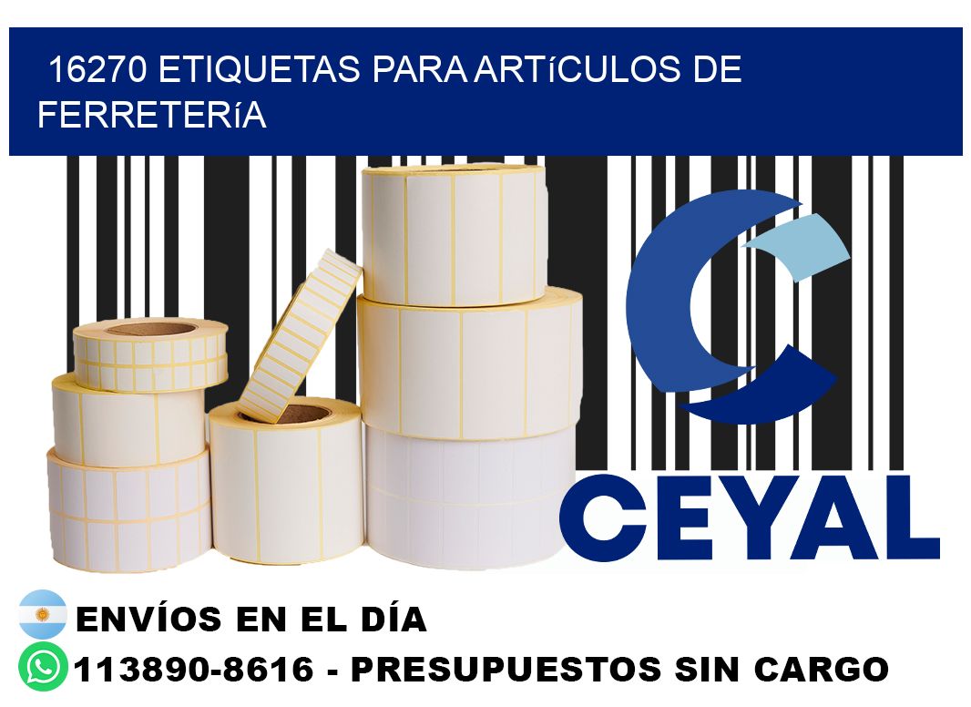 16270 Etiquetas para artículos de ferretería