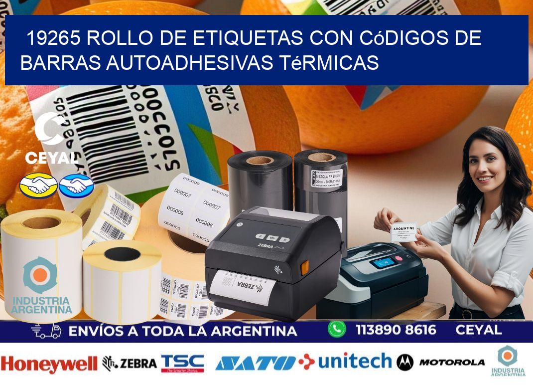 19265 Rollo de etiquetas con códigos de barras autoadhesivas térmicas