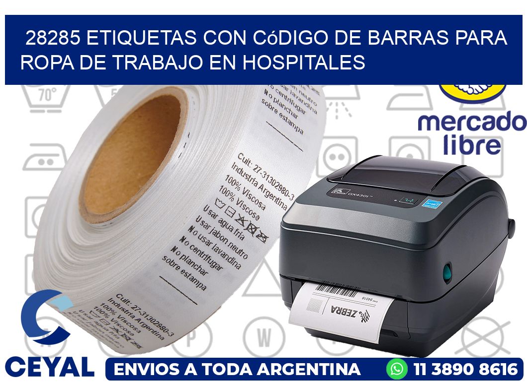 28285 Etiquetas con código de barras para ropa de trabajo en hospitales