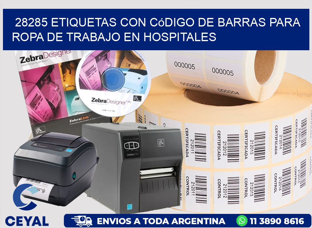 28285 Etiquetas con código de barras para ropa de trabajo en hospitales
