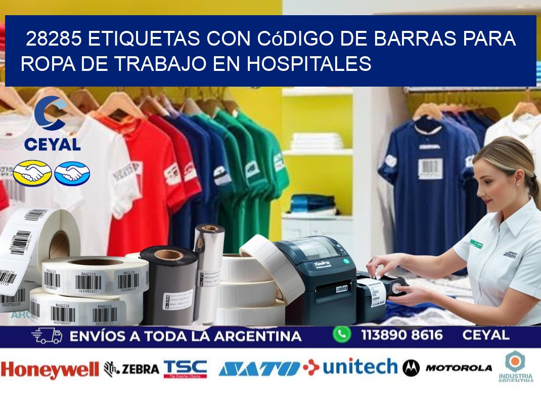 28285 Etiquetas con código de barras para ropa de trabajo en hospitales