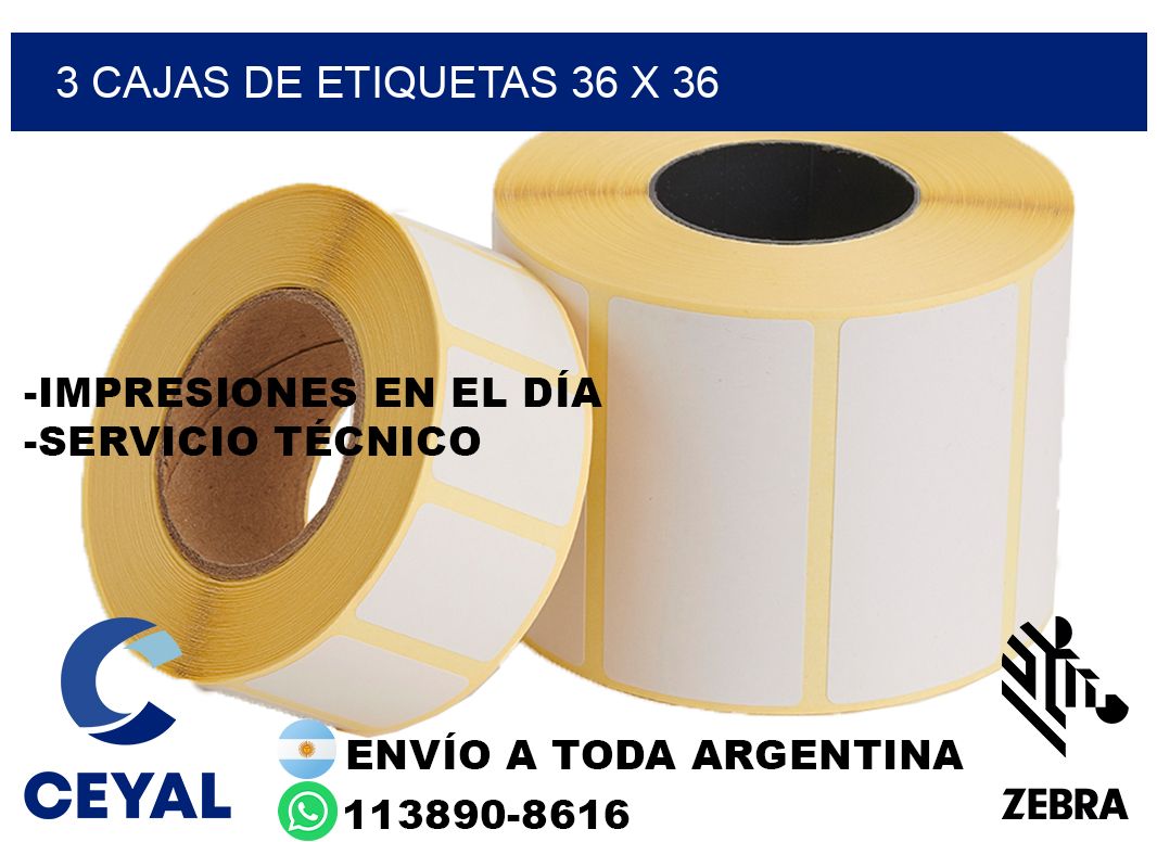 3 cajas de etiquetas 36 x 36