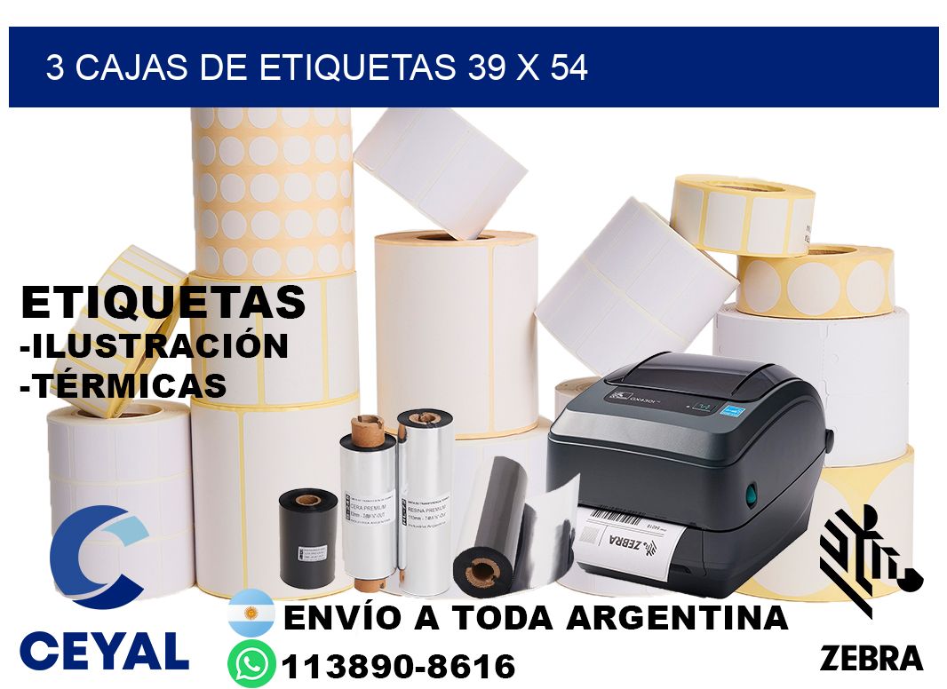 3 cajas de etiquetas 39 x 54