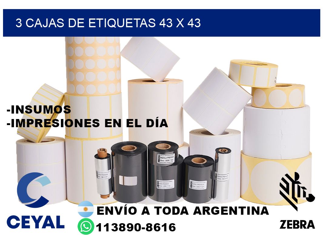 3 cajas de etiquetas 43 x 43
