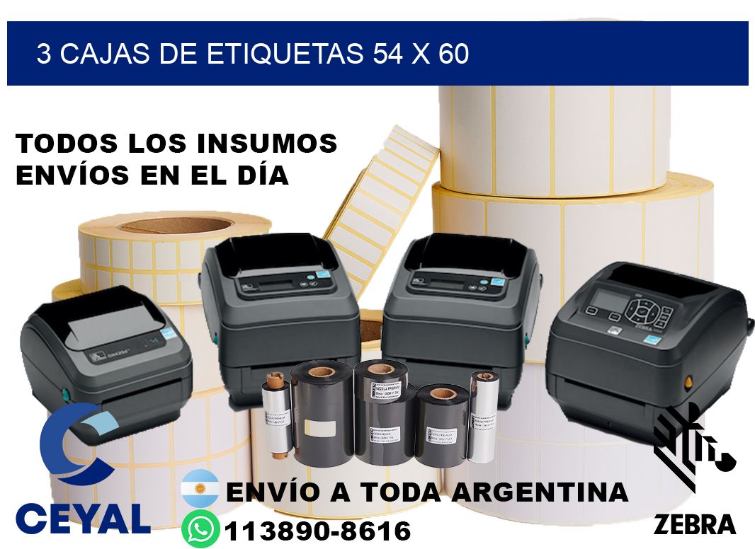 3 cajas de etiquetas 54 x 60