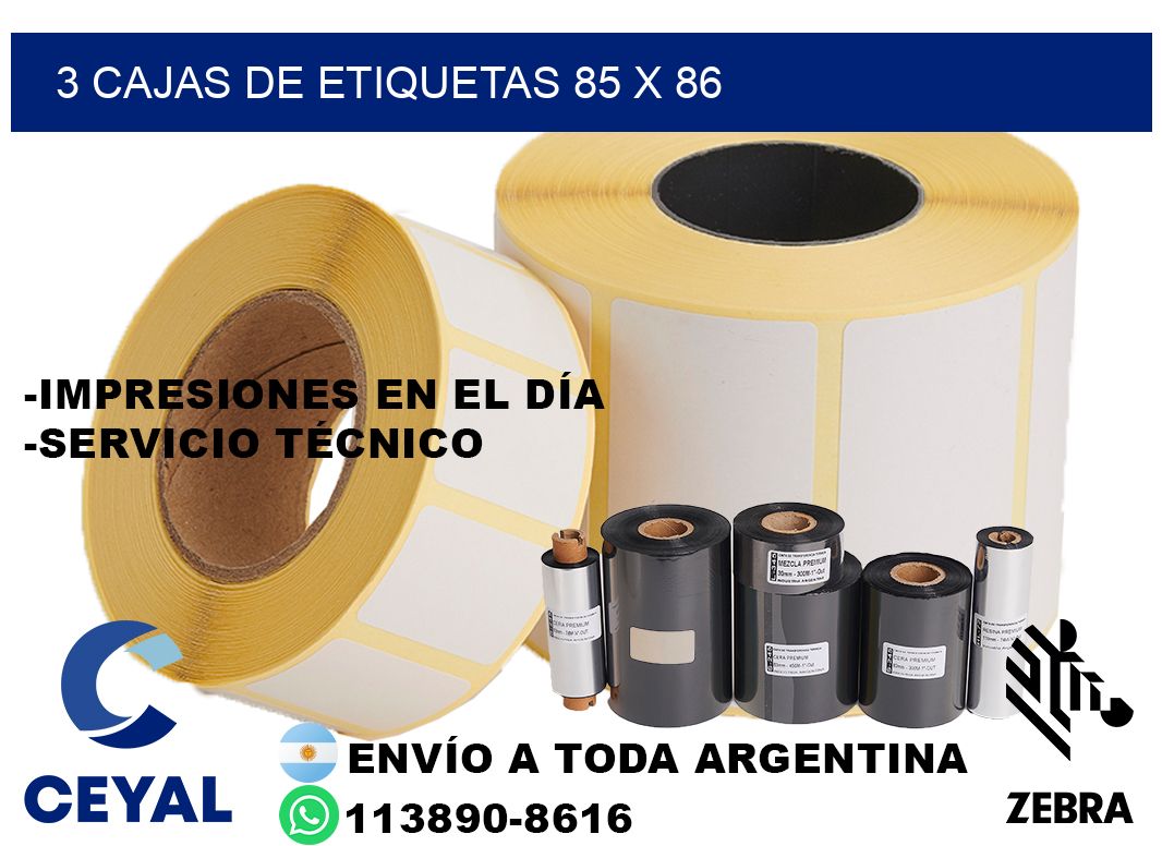 3 cajas de etiquetas 85 x 86