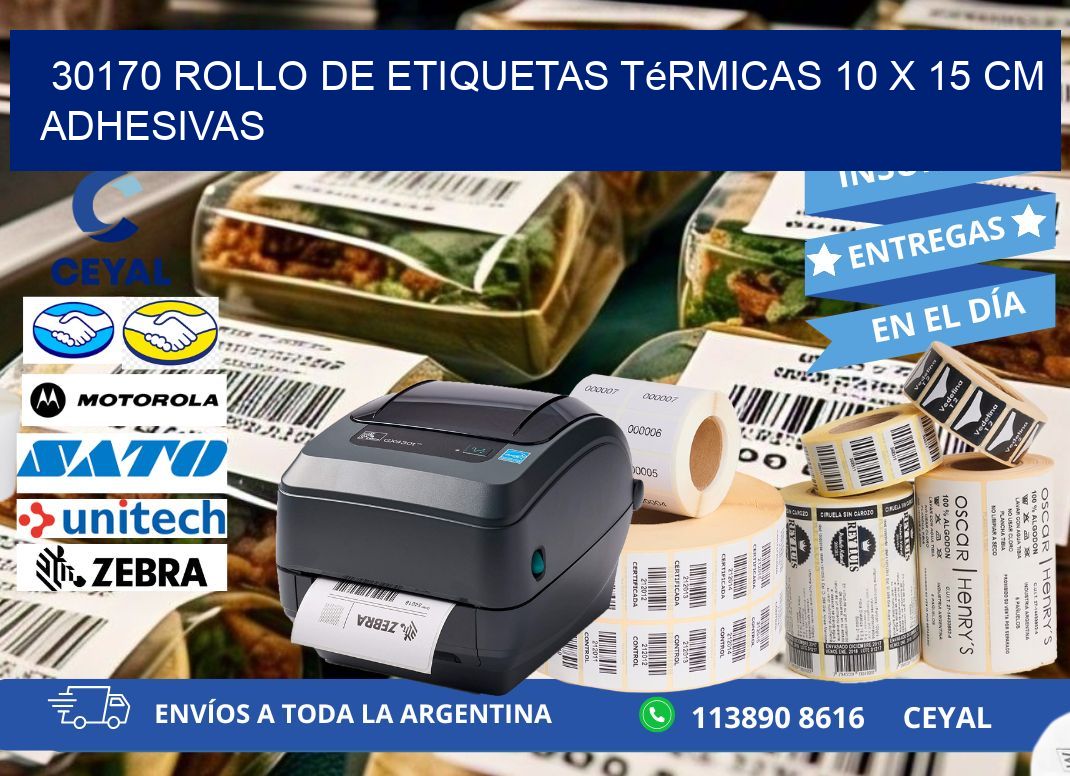 30170 Rollo de Etiquetas Térmicas 10 x 15 cm Adhesivas