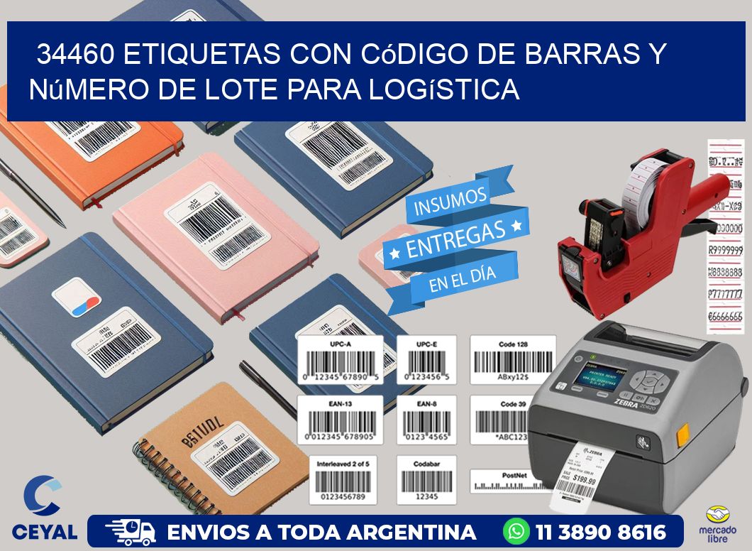 34460 etiquetas con código de barras y número de lote para logística