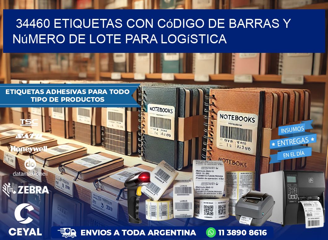34460 etiquetas con código de barras y número de lote para logística