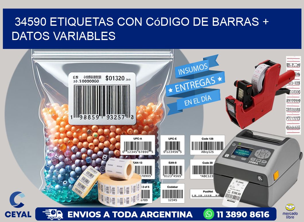 34590 etiquetas con código de barras + datos variables